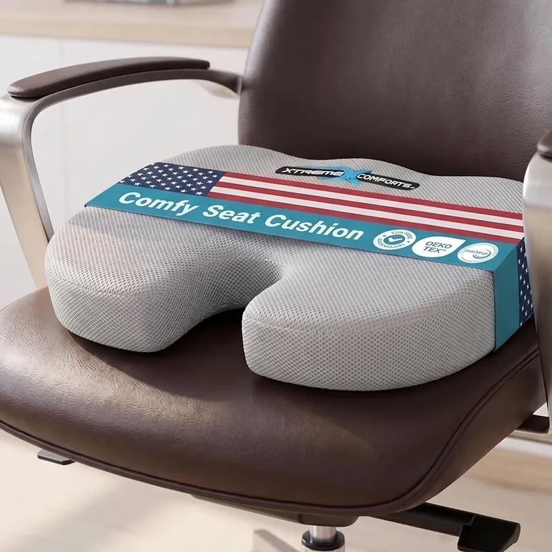 Xtreme Comforts Seat Cushions | Office Chair Cushions for Desk, Car, Wheelchair| Ergonomic Memory Foam Seat Cushion For Support & Comfort | Helps Improve Sitting Posture for Work & Body Relief — image 1