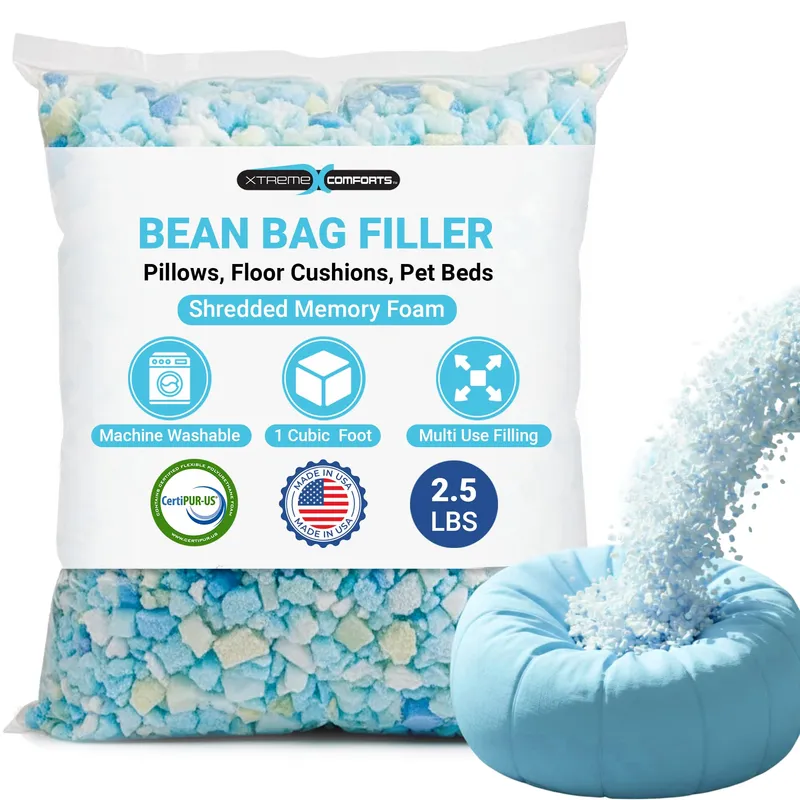 Xtreme Comforts Bean Bag Filler (2.5lbs) | Machine Washable Shredded Memory Foam Pillow Stuffing for Cushion, Couch, Bean Bag Refill Filling, Dog Bed, Stuffing For Stuffed Animals & Stuffing for Craft — image 1