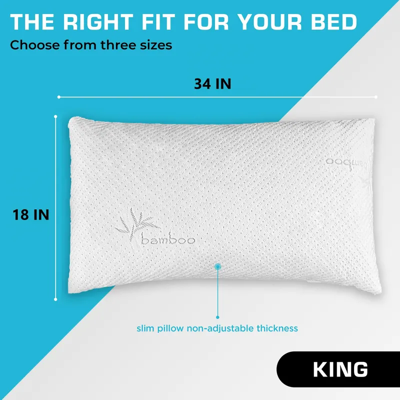 Xtreme Comforts Memory Foam Pillows Made in The USA - King Size, Slim Cooling Pillow for Sleeping on Side, Back & Stomach - Firm and Soft Bed Pillows — image 2