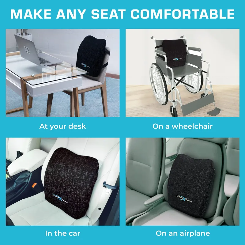 Xtreme Comforts Lumbar Back Support Pillow for Office Chair Cushion, House Chair Cushions, & Car Truck Seat - Memory Foam Office Chair Back Support w/Adjustable Strap - Help Improve Sitting Posture — image 2