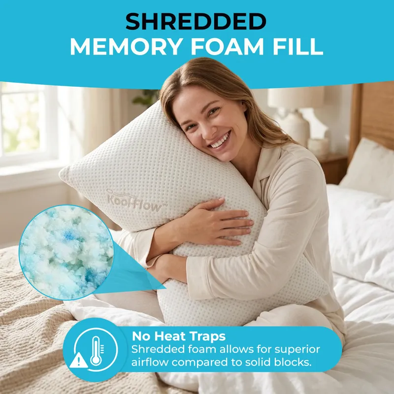 Xtreme Comforts Memory Foam Pillows | GREENGUARD Certified Shredded Foam Fill for Personalized Support | Slim Cooling King Bed Pillows for Side, Back & Stomach Sleepers | Pillows King Size — image 3
