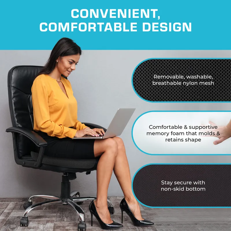 Xtreme Comforts Seat Cushions | Office Chair Cushions for Desk, Car, Wheelchair| Ergonomic Memory Foam Seat Cushion for Support & Comfort | Helps Improve Sitting Posture for Work & Body Relief — image 3
