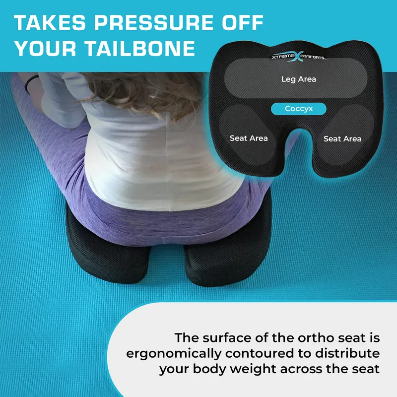 Xtreme Comforts Seat Cushion, Tailbone Relaxer - Coccyx Cushion for Tailbone Pain Desk, Wheelchair & Car Use - Back Support Pillow for Chair — image 4