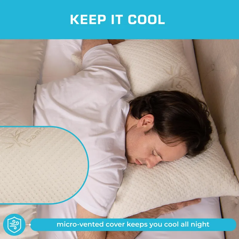 Memory Foam Pillows Made in The USA - Standard Size, Slim Cooling Pillow for Sleeping on Side, Back & Stomach - Firm and Soft Bed Pillows — image 5
