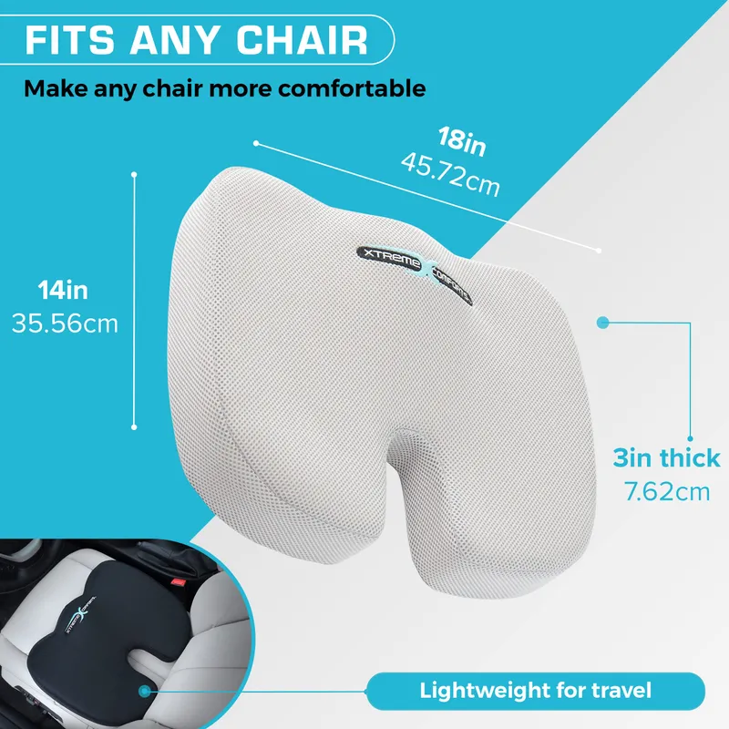 Xtreme Comforts Seat Cushions | Office Chair Cushions for Desk, Car, Wheelchair| Ergonomic Memory Foam Seat Cushion For Support & Comfort | Helps Improve Sitting Posture for Work & Body Relief — image 6
