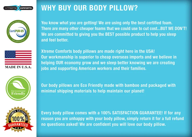 Xtreme Comforts Memory Foam Body Pillow for Side, Back & Stomach Sleepers - Allergy-Friendly Pillows for Sleeping with Shredded Memory Foam (Body Pillow) — image 6