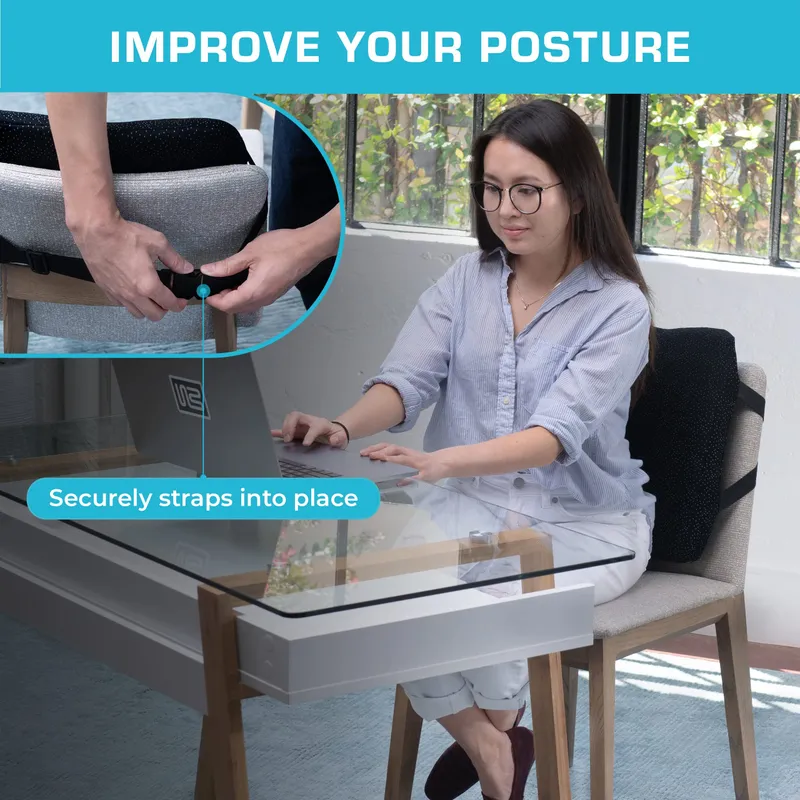 Xtreme Comforts Lumbar Back Support Pillow for Office Chair Cushion, House Chair Cushions, & Car Truck Seat - Memory Foam Office Chair Back Support w/Adjustable Strap - Help Improve Sitting Posture — image 7