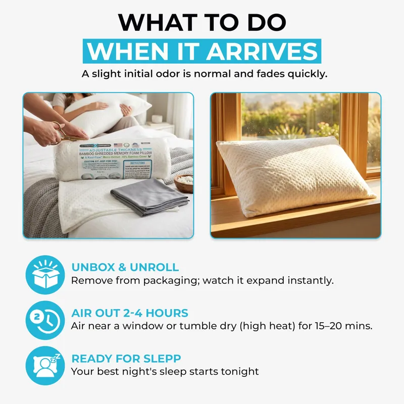 Xtreme Comforts Memory Foam Pillows |GREENGUARD Certified Adjustable Shredded Foam Fill for Personalized Support | Bed Pillows for Side, Back & Stomach Sleepers |Removable Cover |2 Queen Size Pillows — image 7