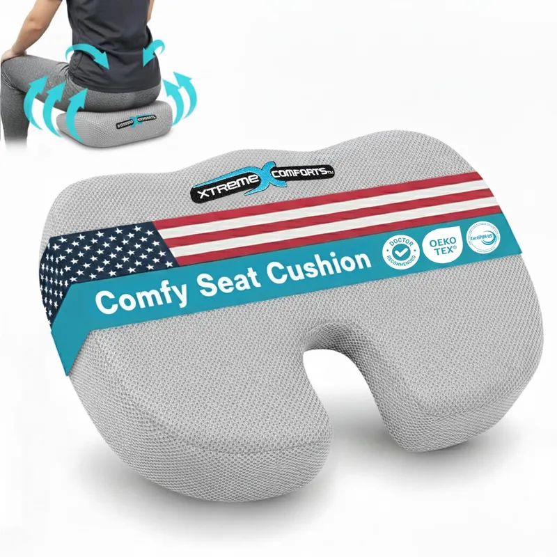 Xtreme Comforts Seat Cushions | Office Chair Cushions for Desk, Car, Wheelchair| Ergonomic Memory Foam Seat Cushion For Support & Comfort | Helps Improve Sitting Posture for Work & Body Relief — image 9